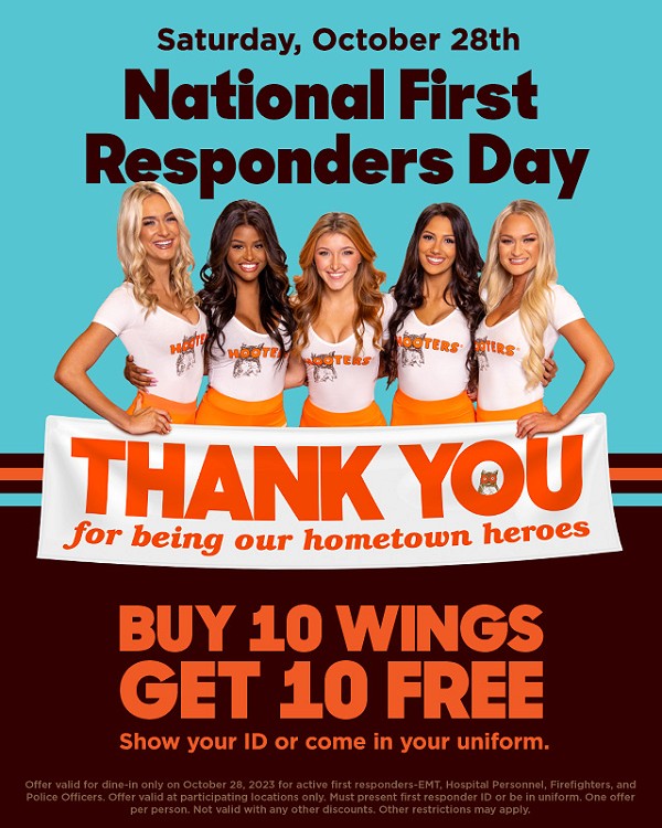 Hooters Commemorates First Responders Day with BOGO Wings Offer October 28