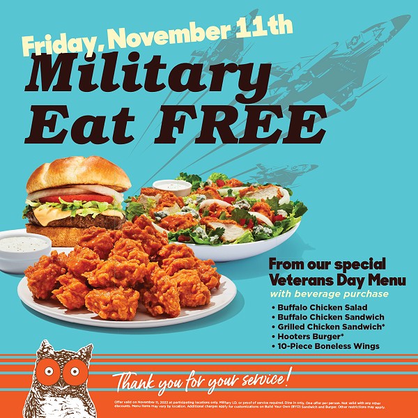 Hooters Honors Military with Free Meals on Veterans Day