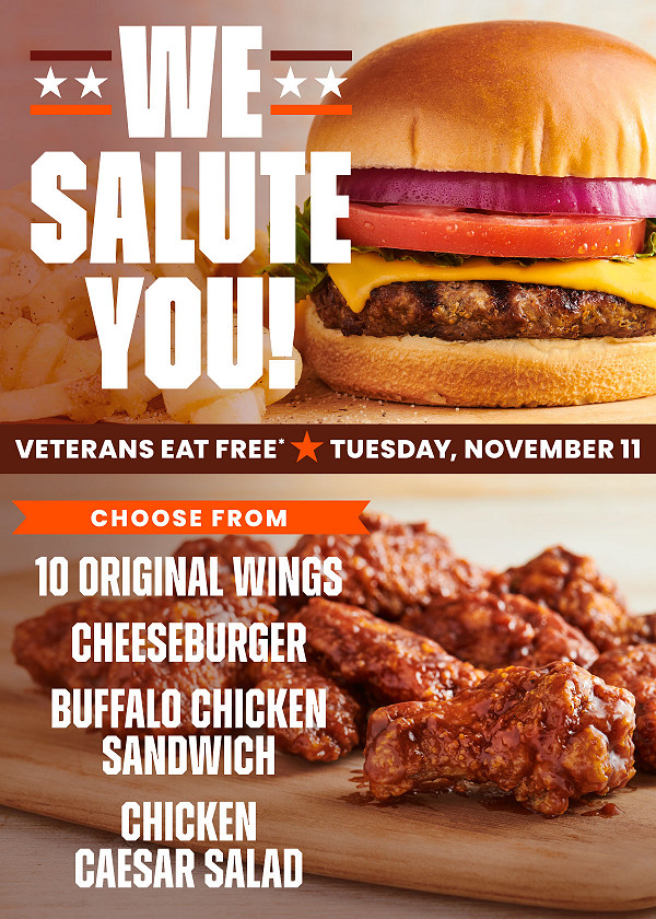Veterans Eat FREE on Tuesday, November 11