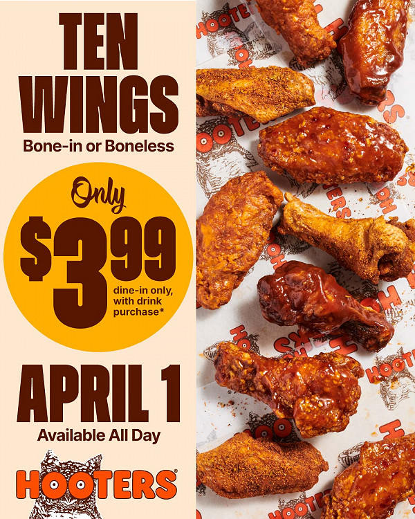 On April 1, get 10 Wings for only $3.99