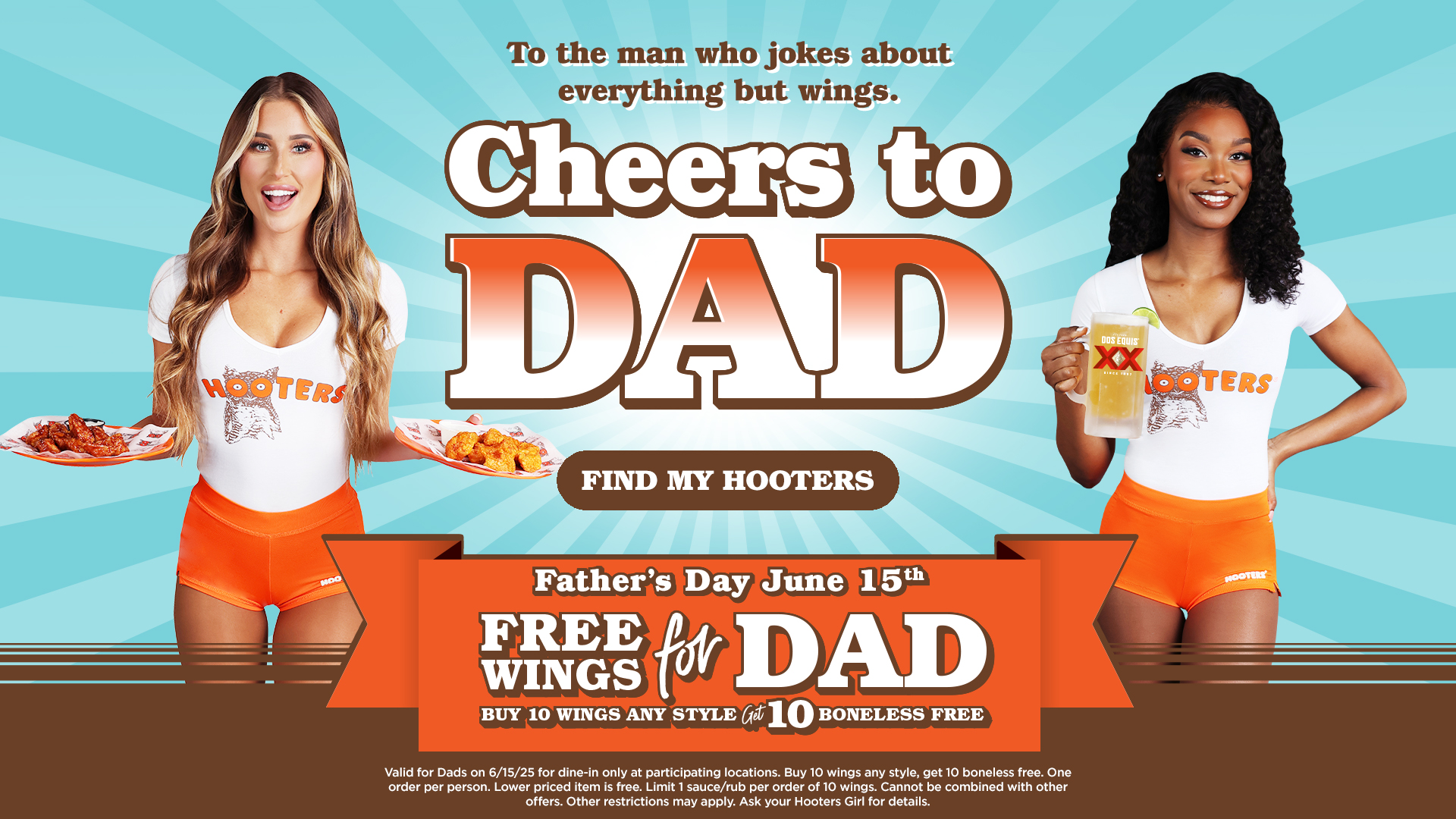Free Wings for Dad — Buy 10 Wings Any Style and Get 10 Boneless Free